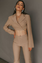 Confessions Crop Tied Blazer Camel