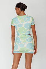 Angelus Short Sleeve Crop Top Printed Cream