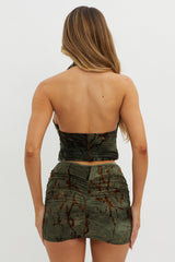 Branson Ruched Mini Skorts Olive