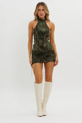 Branson Ruched Mini Skorts Olive