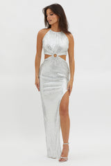 Astral Halterneck Sequin Dress Silver