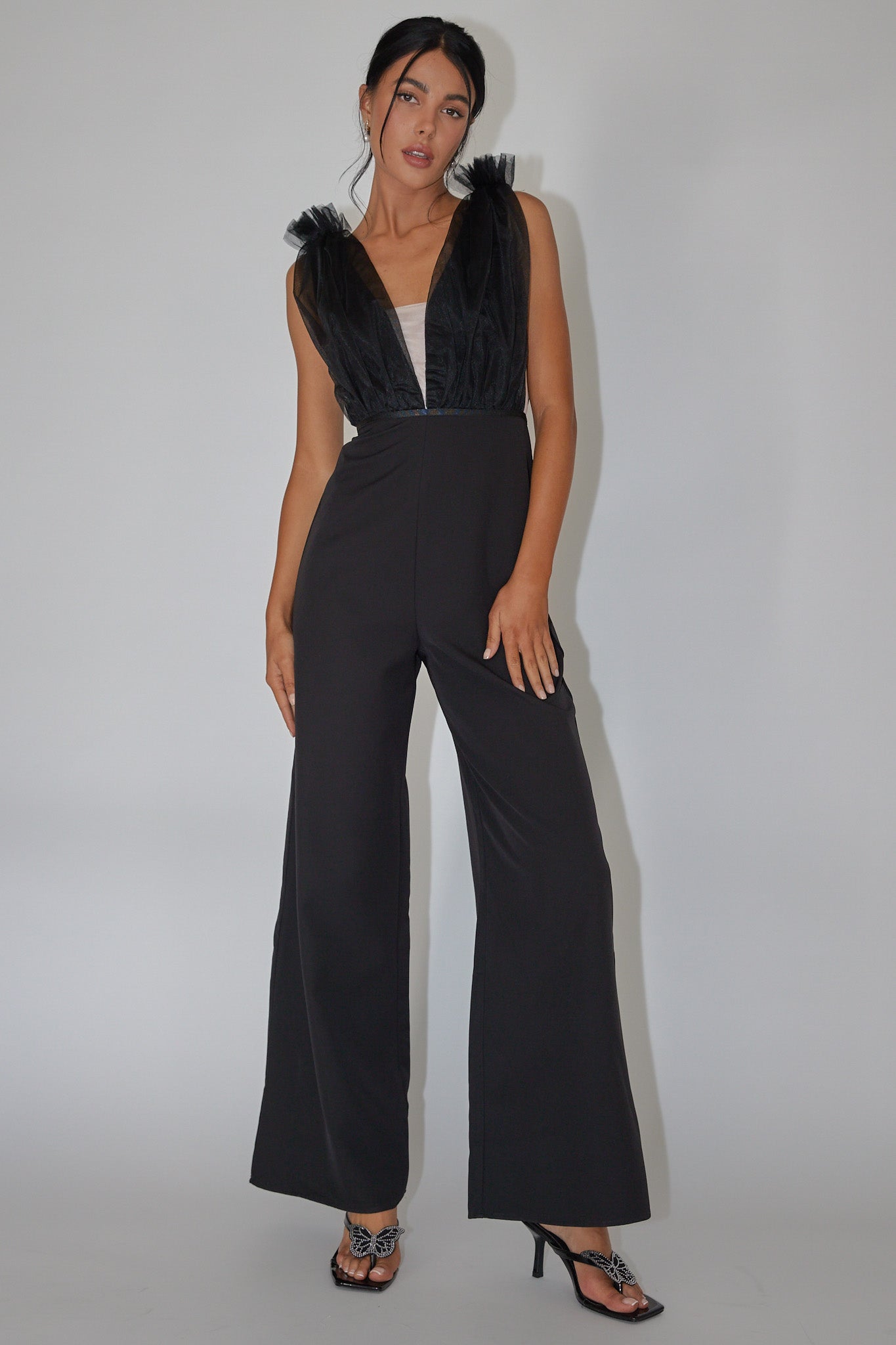 Lovinia Mesh Bodice Jumpsuit Black