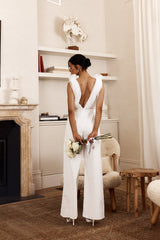 Lovinia Mesh Bodice Jumpsuit White