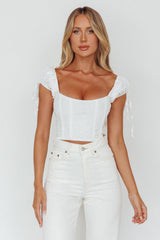 Citrine Dreams String Tie Detail Crop Top White