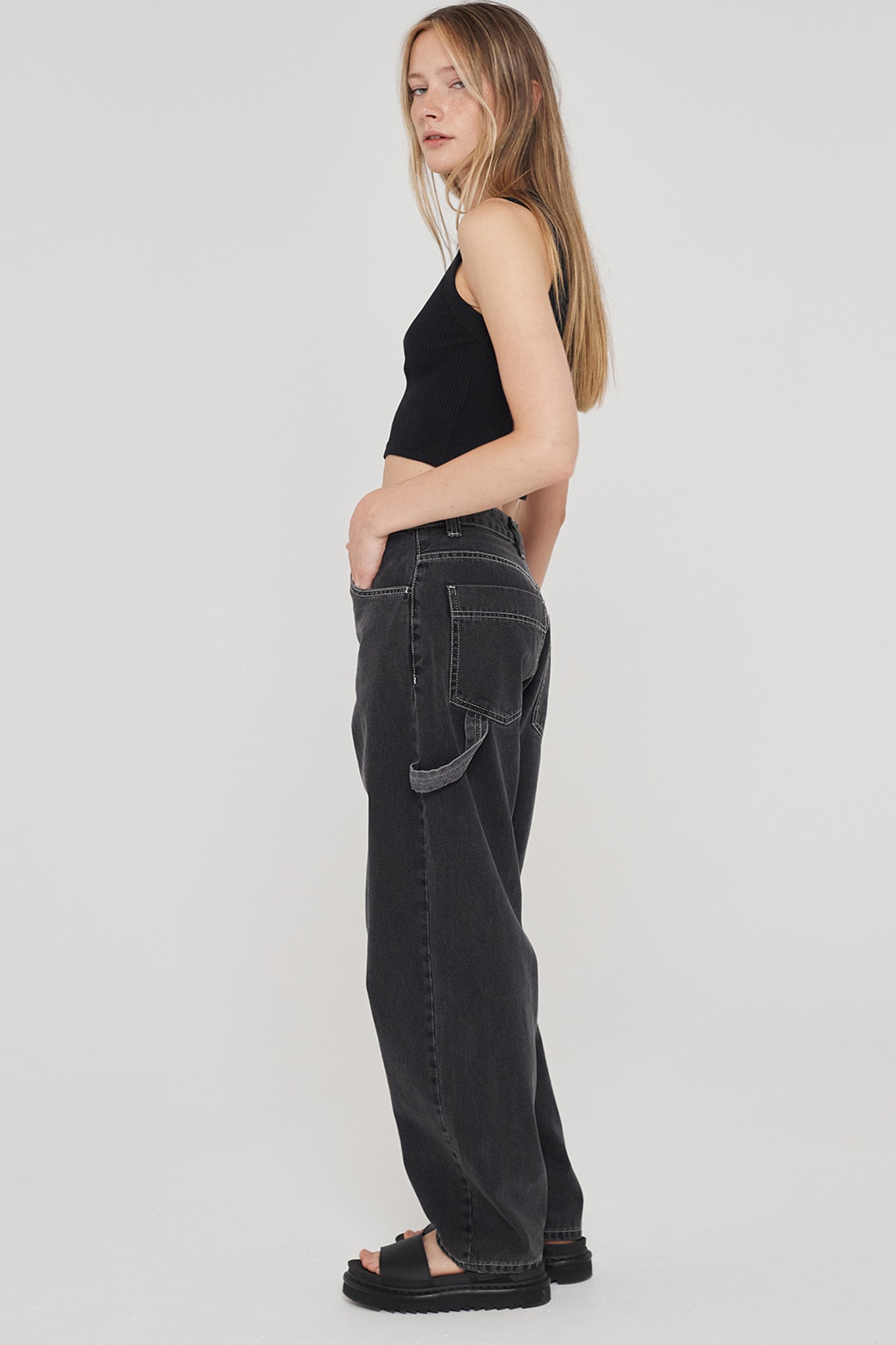 DR DENIM Faye Worker Concrete Black