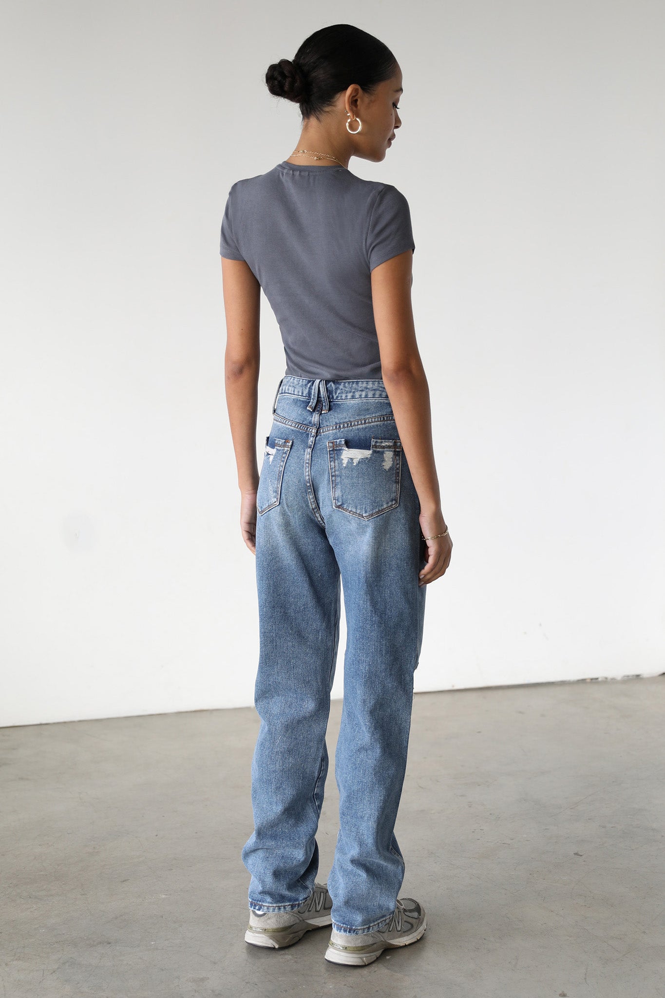 DOGMA High Rise Straight Leg Denim Jeans Dark Wash