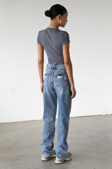 DOGMA High Rise Straight Leg Denim Jeans Dark Wash