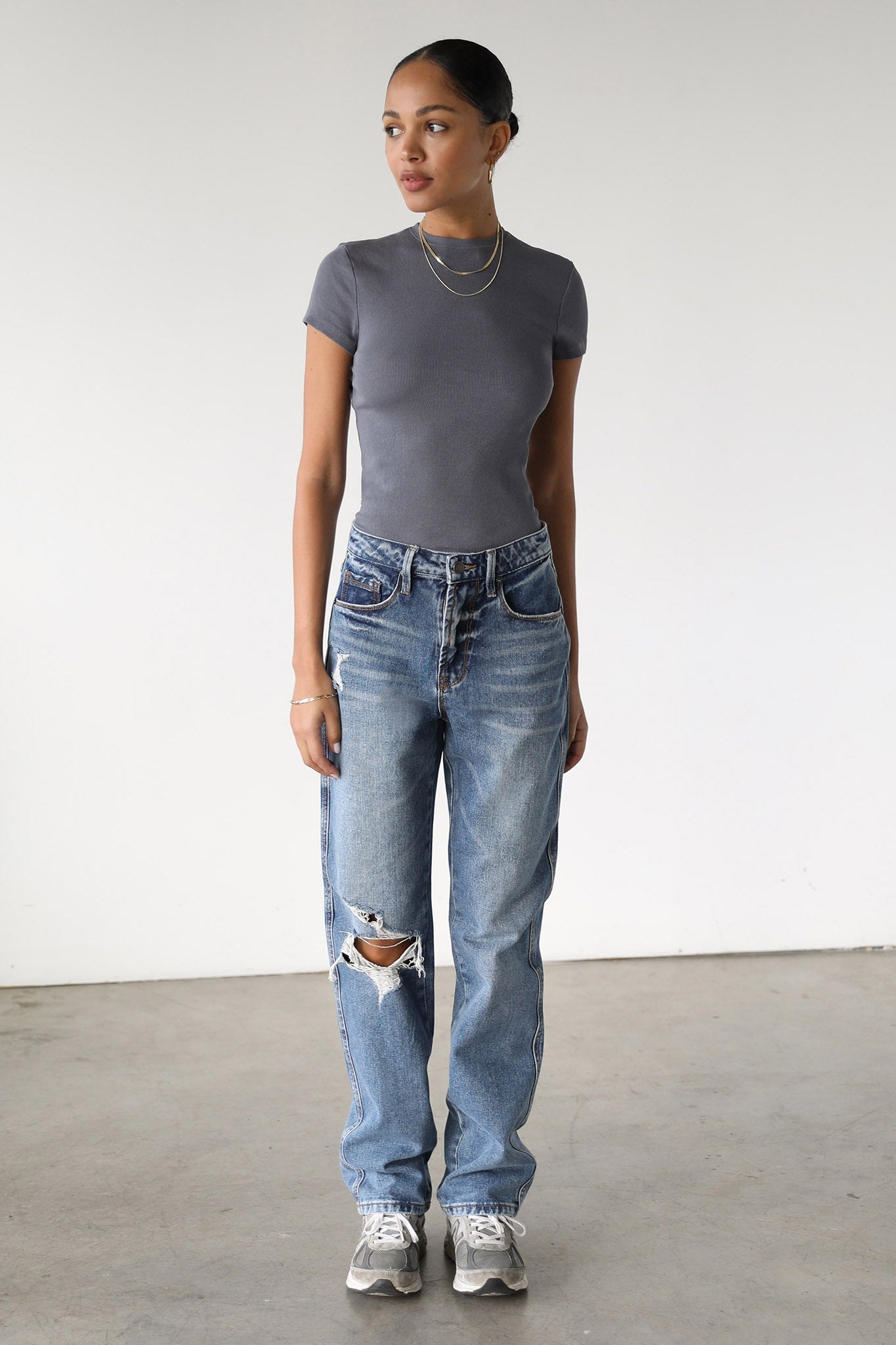 DOGMA High Rise Straight Leg Denim Jeans Dark Wash