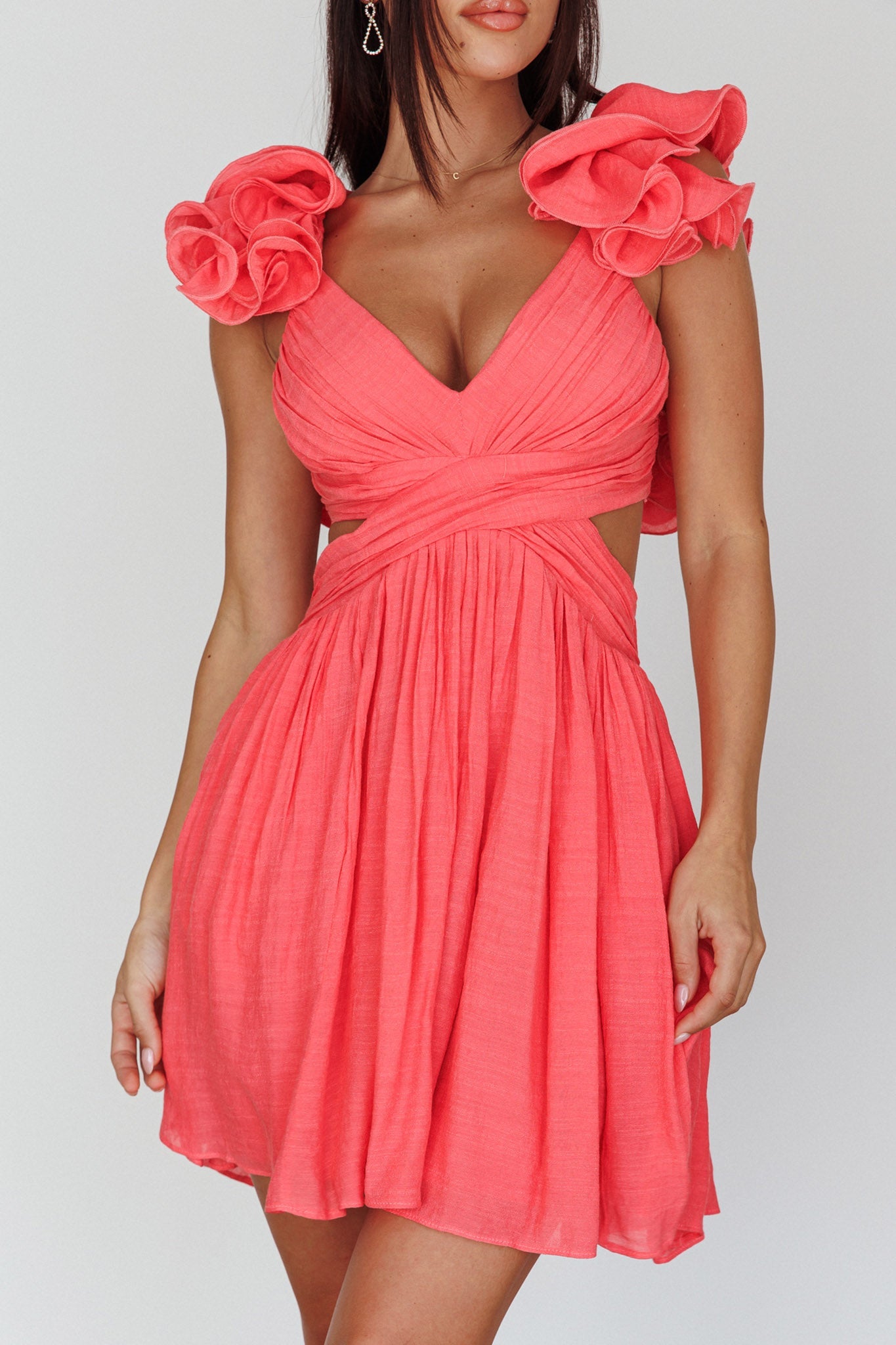 Adagio Lace-Up Back Mini Dress Flamingo