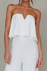 Butterfly Kiss Strapless Jumpsuit Off White