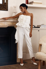 Fallon Ruffle Rose Cami Jumpsuit White