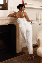 Fallon Ruffle Rose Cami Jumpsuit White