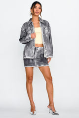 Decoy Distressed Jean Jacket Black/White