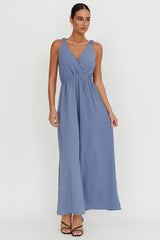 Everything Crossover Strap Jumpsuit Storm Blue