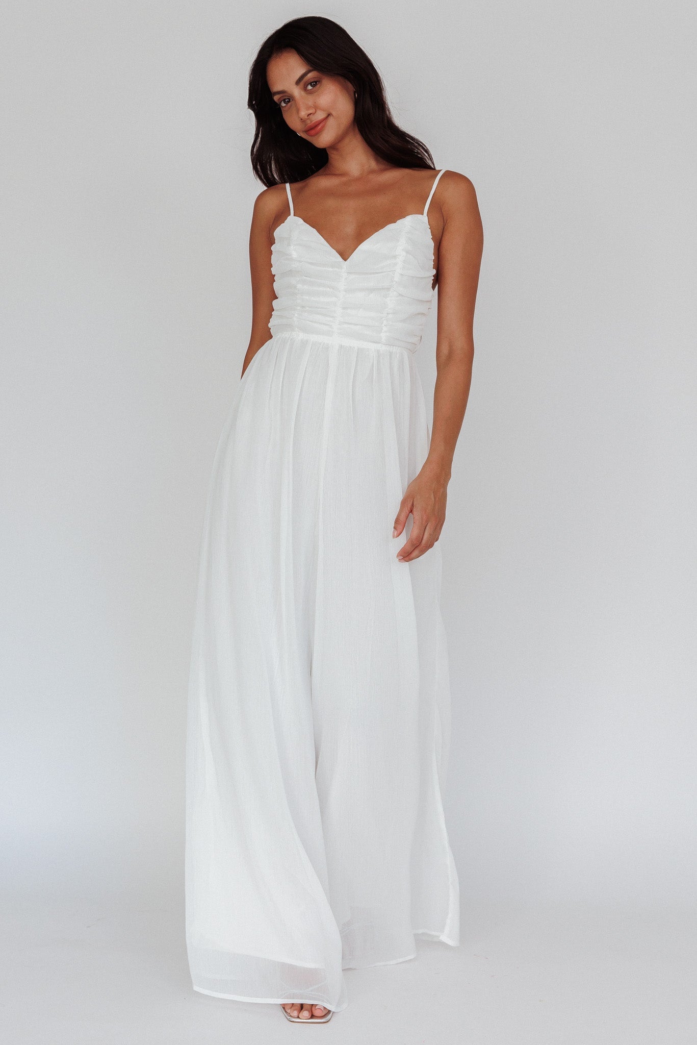 Janicca Ruched Bodice Jumpsuit Off White