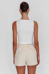 Argyle Cut-Out Sleeveless Top White