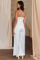Get Together Side Split Sweetheart Jumpsuit Off White