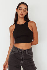 Bryn Racerback Crop Top Black