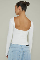 Cheers Boat Neck Long Sleeve Top Ivory
