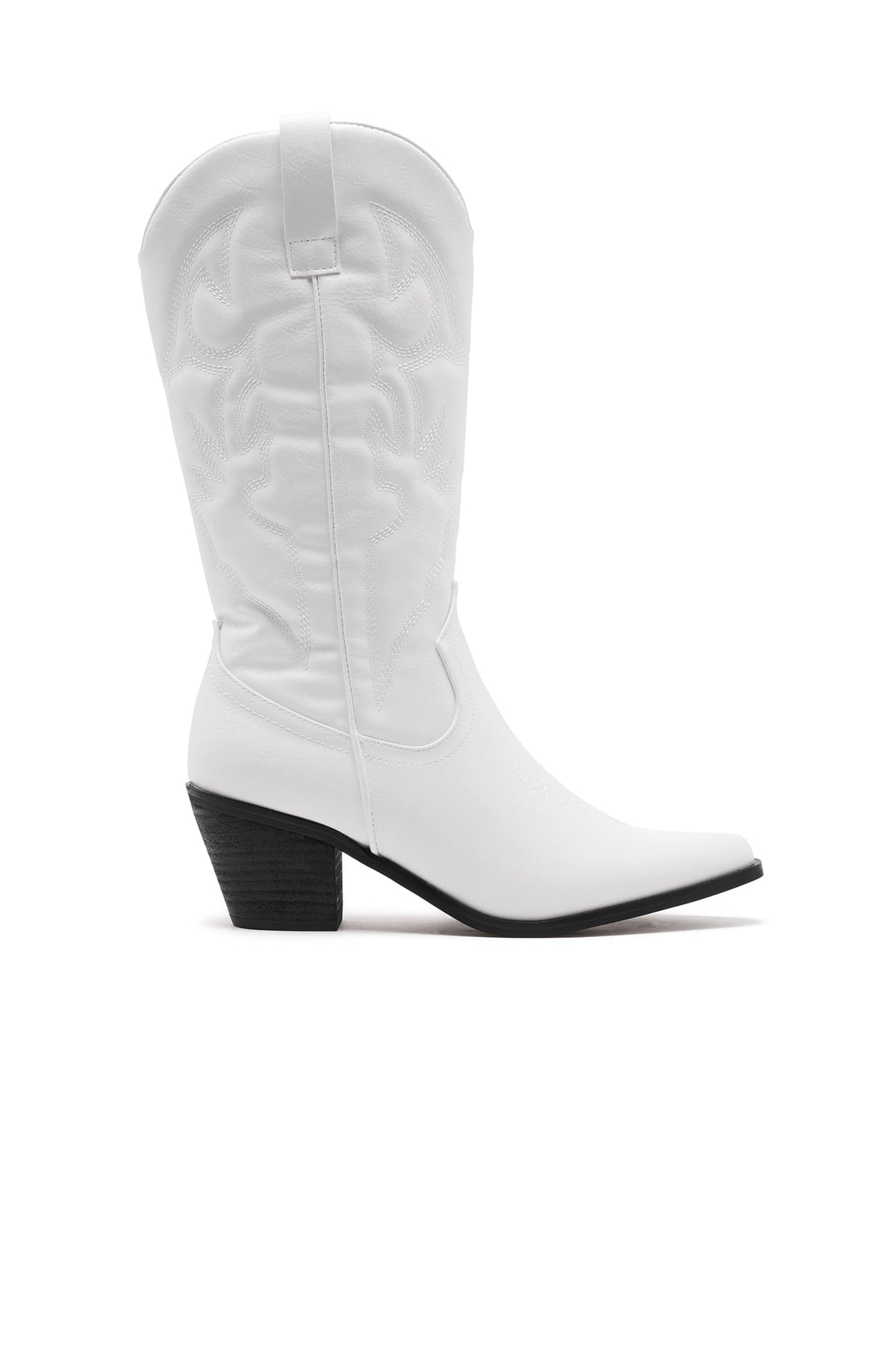 THERAPY Clayton Cowboy Boot White Faux Suede