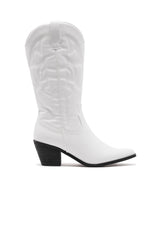 THERAPY Clayton Cowboy Boot White Faux Suede