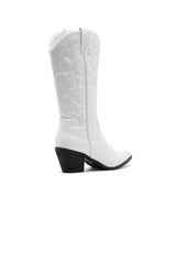 THERAPY Clayton Cowboy Boot White Faux Suede