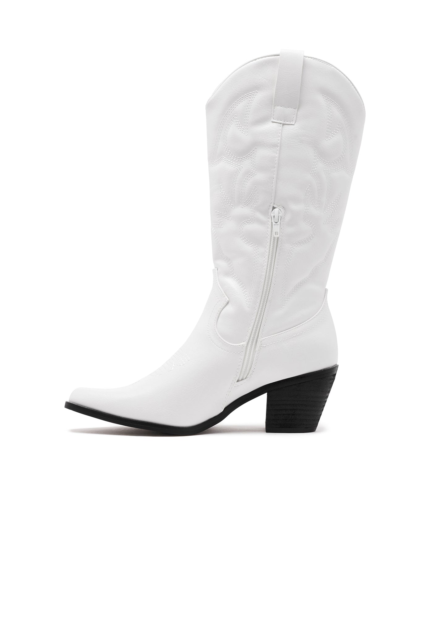 THERAPY Clayton Cowboy Boot White Faux Suede
