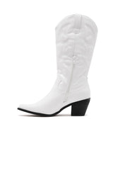 THERAPY Clayton Cowboy Boot White Faux Suede