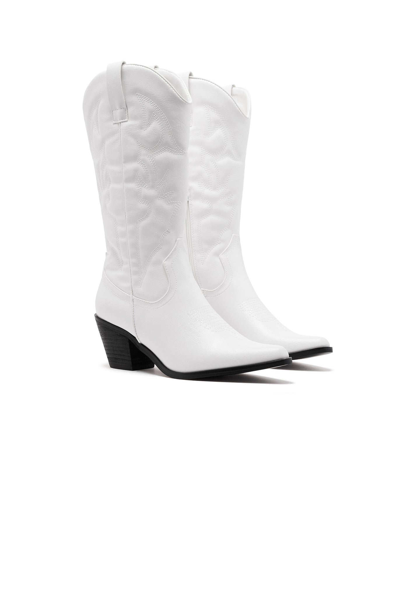 THERAPY Clayton Cowboy Boot White Faux Suede