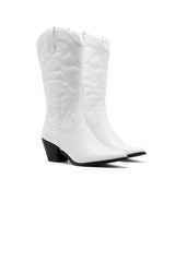 THERAPY Clayton Cowboy Boot White Faux Suede