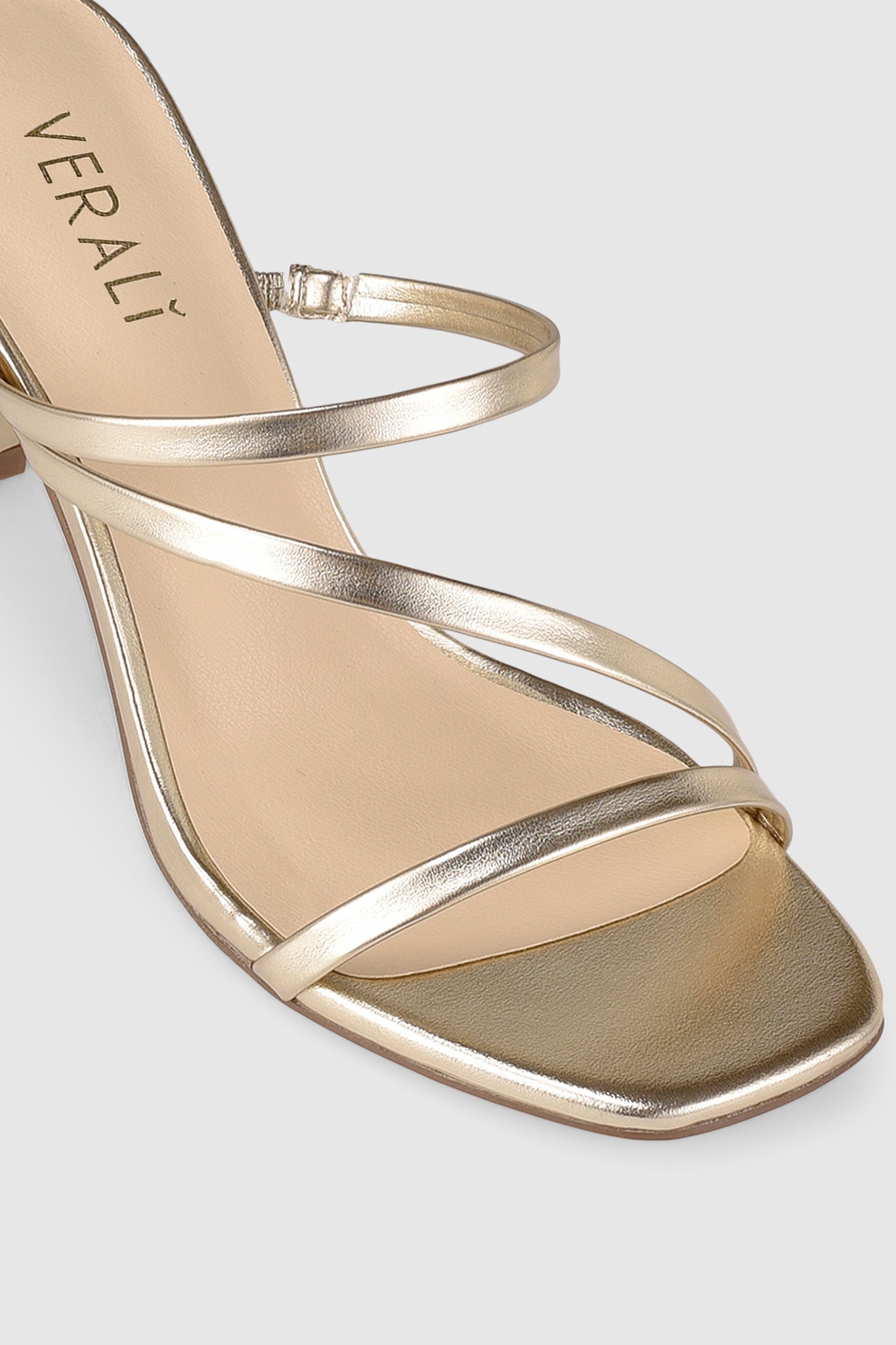 VERALi Kipper Block Heel Mules Champagne Smooth