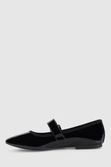VERALi Banks Buckled Mary-Jane Flats Black Patent