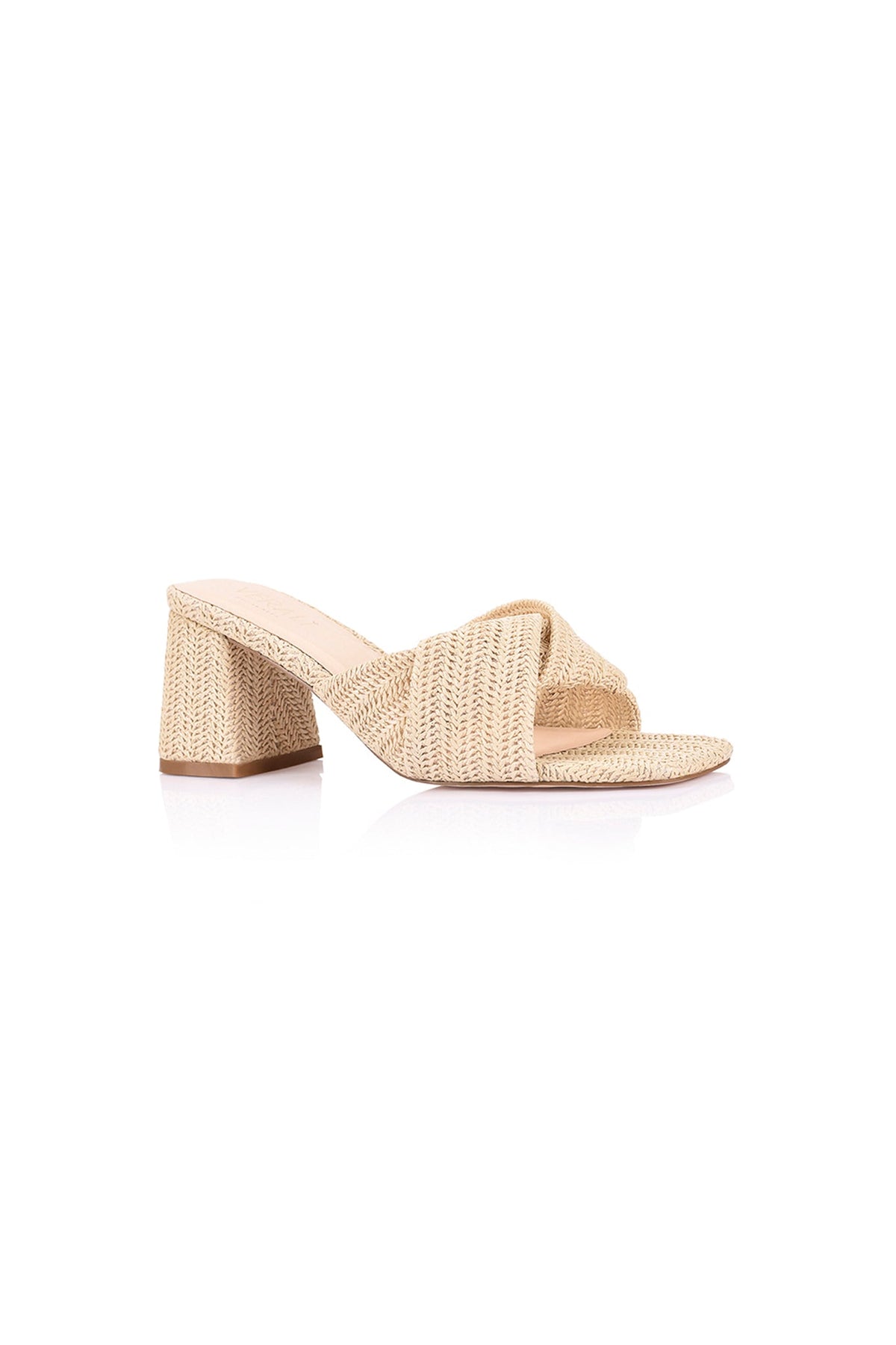 VERALi Stella Block Heel Mules Natural Raffia
