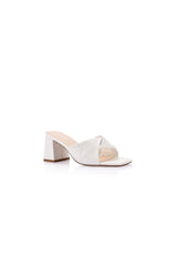 VERALi Stella Block Heel Mules Chalk Smooth