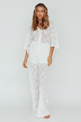 Abraya Lace Overlay Pants White