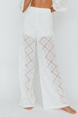 Abraya Lace Overlay Pants White