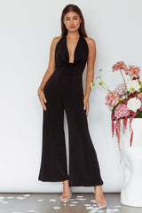 Emanuella Halterneck Split Jumpsuit Black
