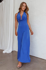Emanuella Halterneck Split Jumpsuit Midnight Blue