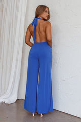Emanuella Halterneck Split Jumpsuit Midnight Blue