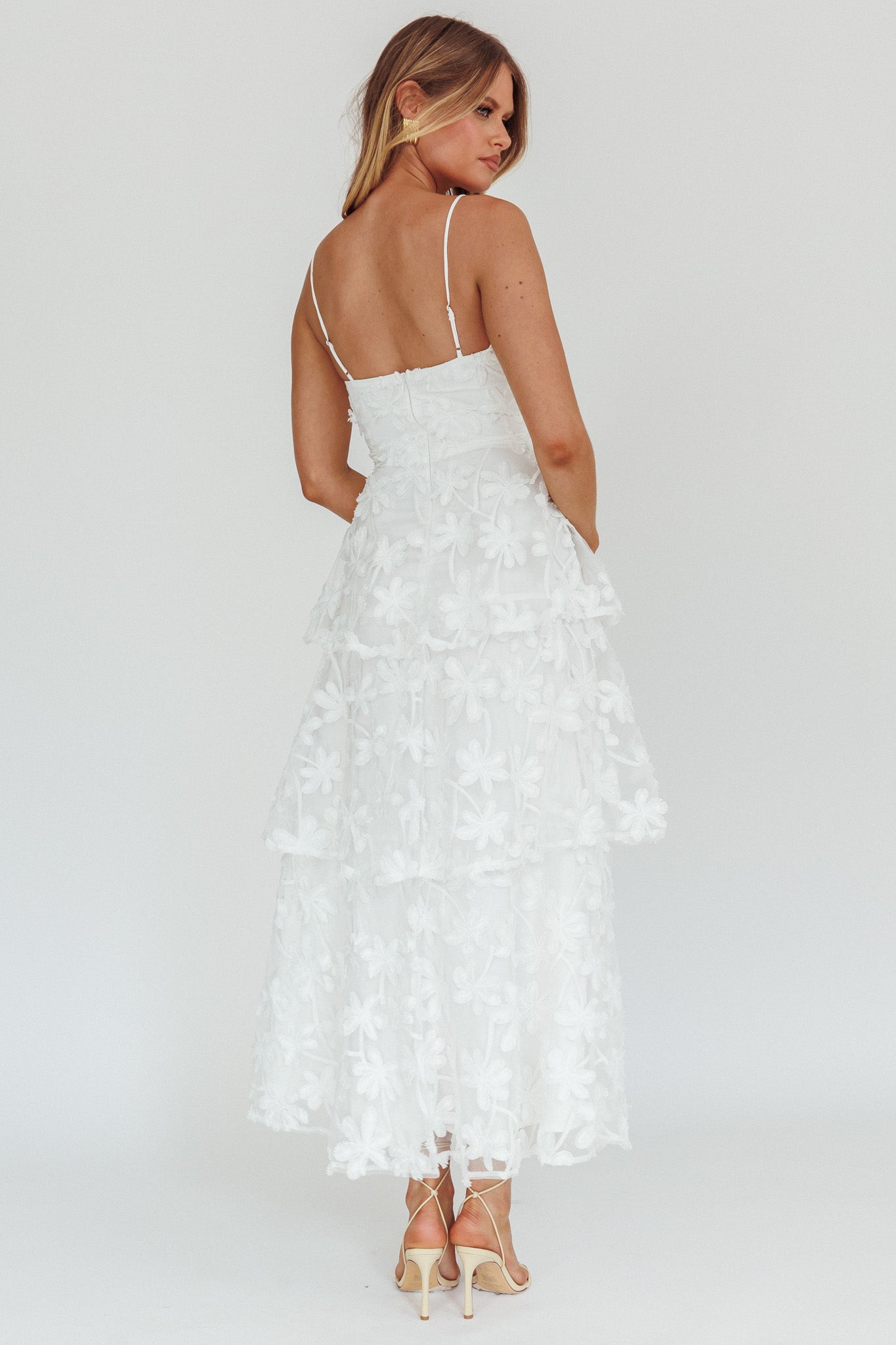 Dori Floral Embellished Maxi Dress White