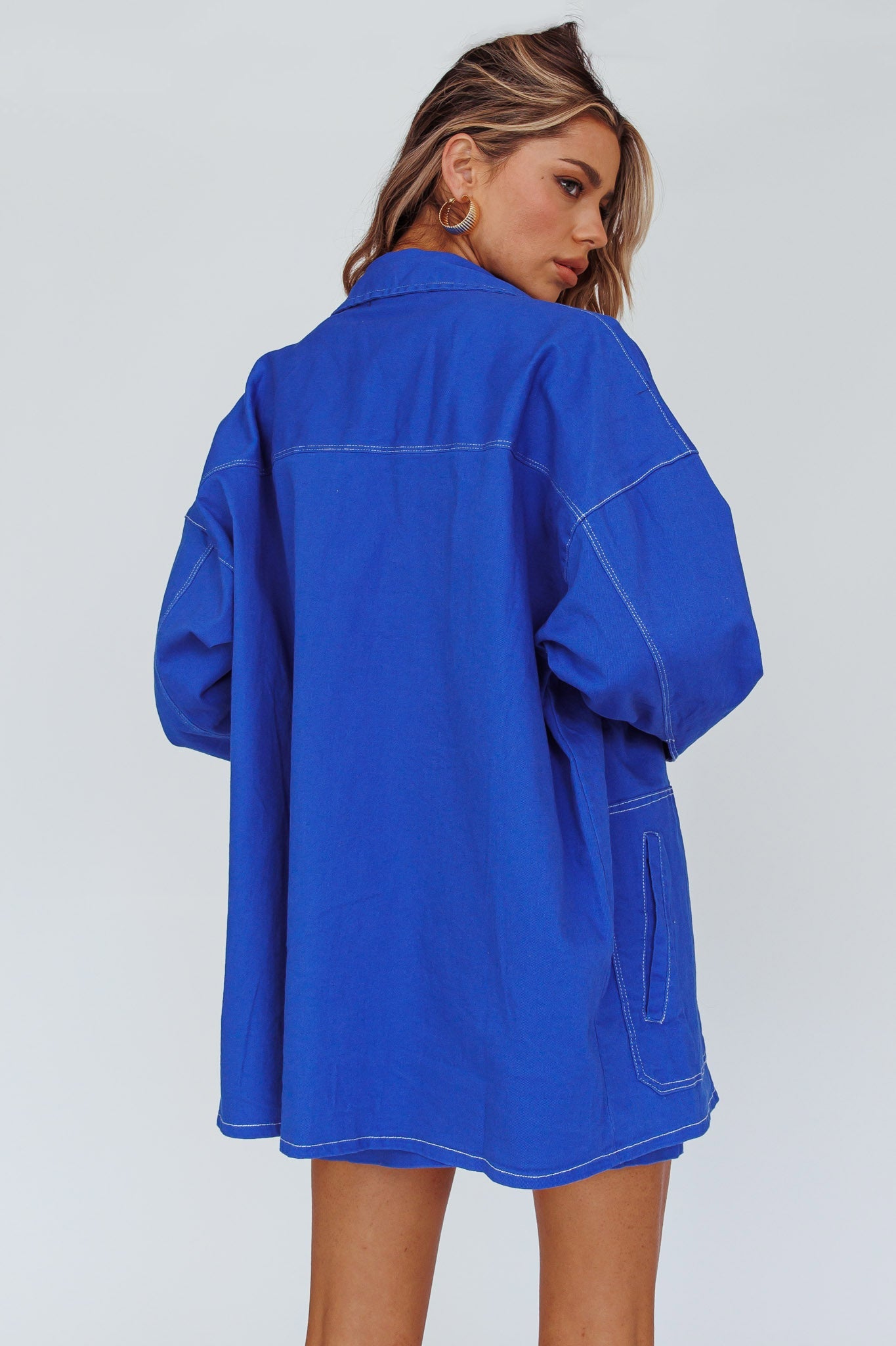 Back Row Oversized Pocket Jacket Blue