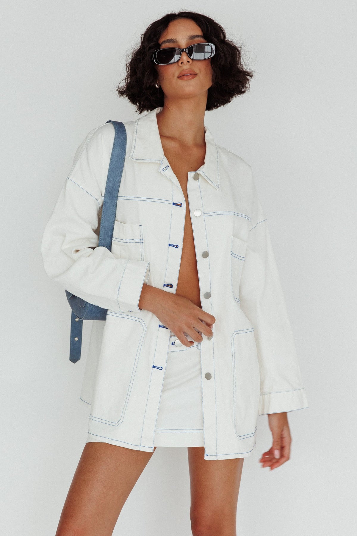 Back Row Oversized Pocket Jacket White