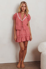 Danessa Tie Front Top Floral Red