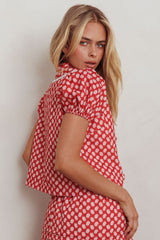 Danessa Tie Front Top Floral Red