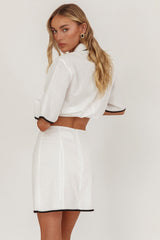 Caterina Contrast Trim Mini Skirt White