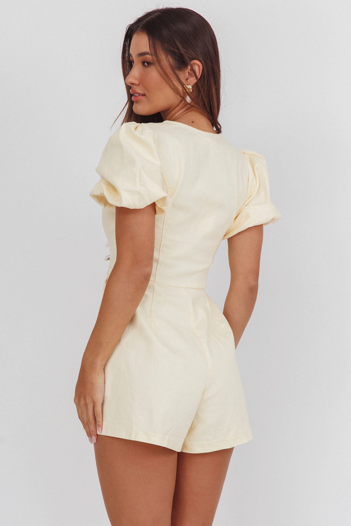 Briony Puff Sleeve Romper Butter
