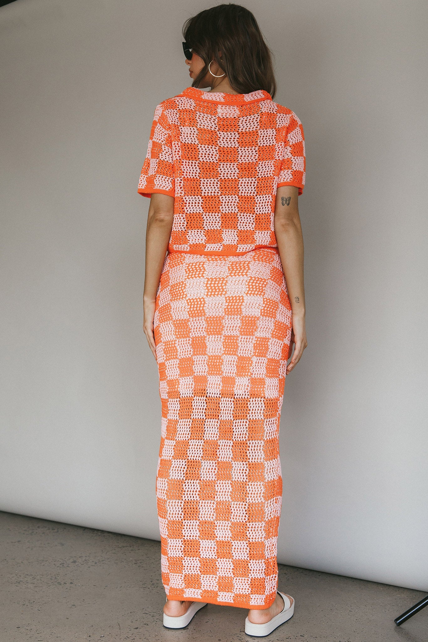 Byron Bay Crochet Buttoned Top Sunset