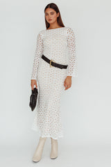 Kasia Long Sleeve Crochet Maxi Dress White