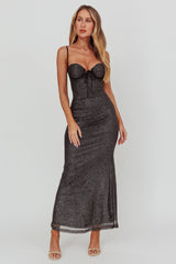 Fortune Bust Tie Maxi Dress Sparkle Black