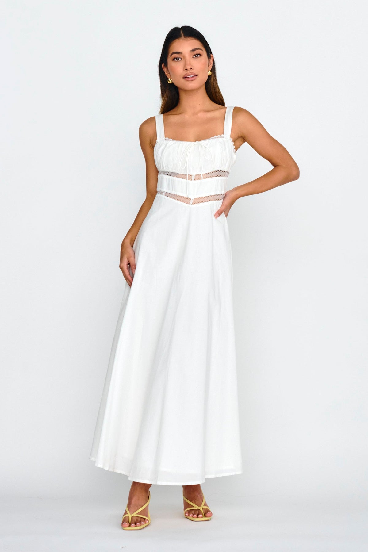 Kasiah Lace Trim Maxi Dress White